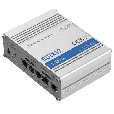 Roteador Teltonika RUTX12 com quatro portas Ethernet
