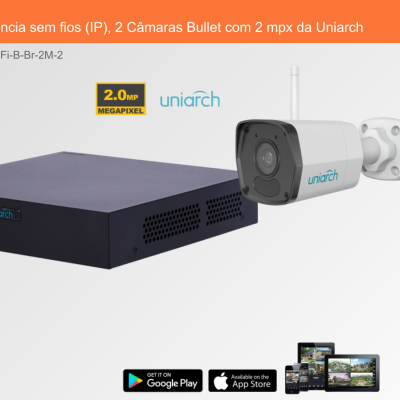 Sistema de Videovigilância sem fios (IP), 2 Câmaras Bullet com 2 mpx da Uniarch