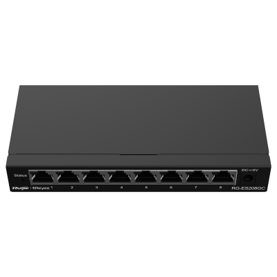Reyee Switch Cloud 8 portas RJ45 Gigabit Velocidade da porta 10/100/1000 Mbps-Ruijie RG-ES208GC