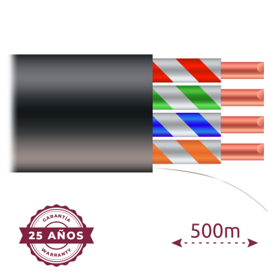 Bobine UTP Cat5e 500 m Exterior Preto - UTP5E-500-OUTDOOR