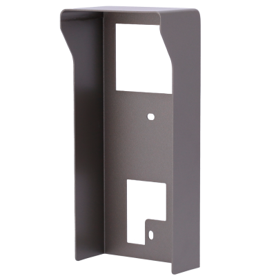 Protetor de metal cinzento com recortes para componente