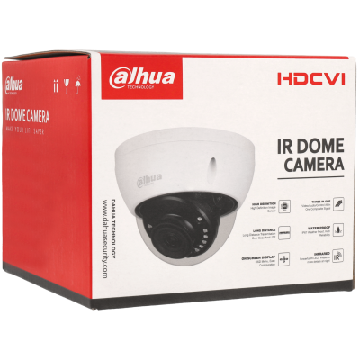 Câmara com fios (Coaxial) Mini-Dome Branca 5mpx 2.8mm 30m IP67 IK10 - Dahua HAC-HDBW1500E-S2