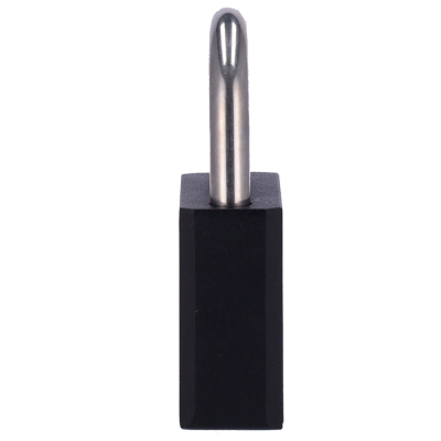 Produto metálico prateado com base preta