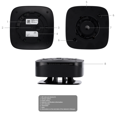 Detector de CO Sensor de temperatura Sem fios 868 MHz Jeweller-Ajax AJ-FIREPROTECT2-HC-RB-B