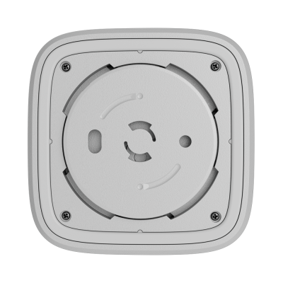 Aparelho quadrado cinza com mecanismo circular ao centro