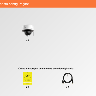Sistema de Videovigilância sem fios (WiFi), 8 Câmaras Mini-Dome com 4 mpx da Hikvision Sistema de Videovigilância sem fios (WiFi), 8 Câmaras Mini-Dome com 4 mpx da Hikvision