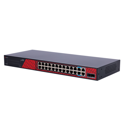 Interruptor Safire Hi-PoE 24 portas + 2 SFP Uplink + 2 Uplink RJ45 Velocidade da porta Fast Ethernet 10/100 Mbps-Safire SF-SW2824HIPOE-300-SF-SW2824HIPOE-300
