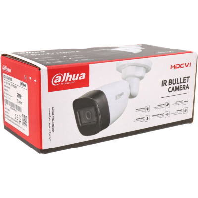 Câmara com fios (Coaxial) Bullet Branca 2mpx 2.8mm 30m IP67 - Dahua HAC-HFW1200C