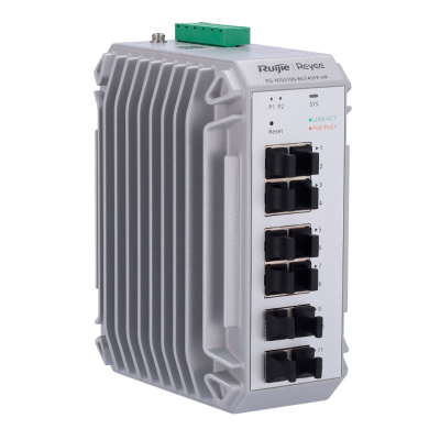 Reyee Switch Industrial PoE Cloud Capa 2 8 portas Gigabit PoE+ + 4 portas Gigabit SFP 30W por porta 802.3af/at / Máximo 240W-Ruijie RG-NIS3100-8GT4SFP-HP