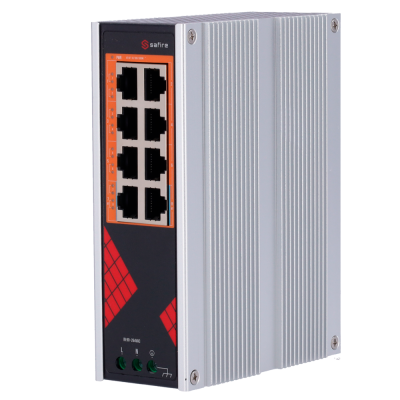 Switch Safire de Alimentação AC industrial 90~264V 8 porta Gigabit 10/100/1000Mbps 6 Portas PoE+ 30W + 2 Portas Hi-PoE 60W-Safire SF-SWI08HIPOE-G-AC-130-DIN