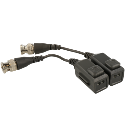 Par de cabos adaptadores com conectores BNC metálicos e conectores extensoras em plástico