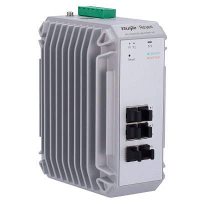Reyee Switch Industrial PoE Cloud Capa 2 4 portas Gigabit PoE+ + 2 portas Gigabit SFP 30W por porta 802.3af/at / Máximo 120W-Ruijie RG-NIS3100-4GT2SFP-HP