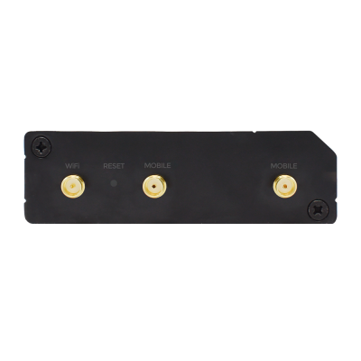 Dispositivo preto com conectores WIFI e MOBILE e parafusos visíveis