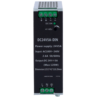 Fonte Alimentação Carril DIN lojaCCTV DC 24V 5A 120W (AC 100-240V)
