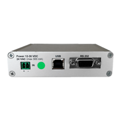 Dispositivo electrónico com portas USB, RS 232 e conector de alimentação