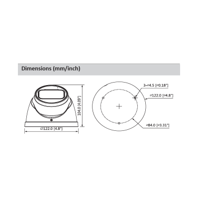 Câmara com fios (Coaxial) Turret Branca 2mpx 2.7mm 60m IP67 - Dahua HAC-HDW1200T-Z