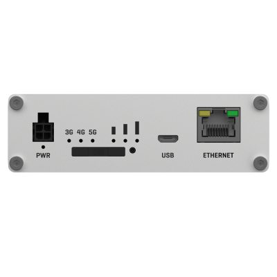 Painel traseiro de dispositivo electrónico com várias portas e indicadores