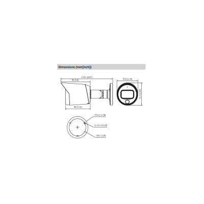 Câmara com fios (Coaxial) Bullet Branca 2mpx 3.6mm 20m IP67 - Dahua HAC-HFW1239T-LED