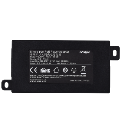 Ruijie Injetor PoE IEEE802.3at Portas RJ45 10/100/1000 Mbps-Ruijie RG-E-130GE