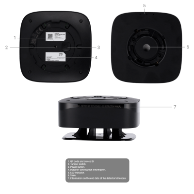 Detector de CO Sem fios 868 MHz Jeweller Sirene 85 dB incorporada-Ajax AJ-FIREPROTECT2-C-SB-B