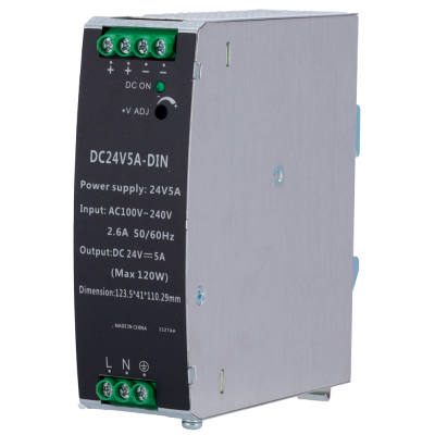 Fonte Alimentação Carril DIN lojaCCTV DC 24V 5A 120W (AC 100-240V)