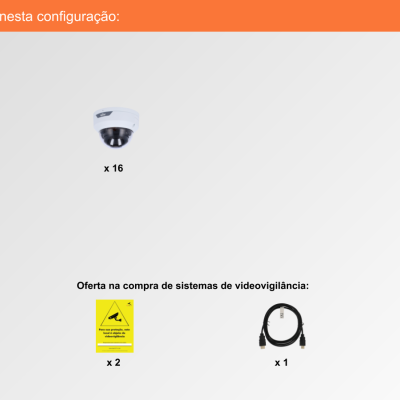 Sistema de Videovigilância sem fios (IP), 16 Câmaras Mini-Dome com 2 mpx da Uniview