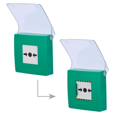 Ajax Botão de parede sem fios para ativação manual do alarme de incêndio Sem fios 868 MHz Jeweller-Ajax AJ-MANUALCALLPOINT-GREEN