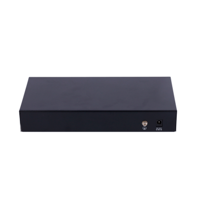 Dispositivo eletrónico preto retangular com botão e entrada de alimentação