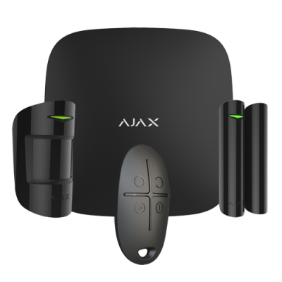 Kit Alarme Ajax HubKit Preto AJ-HUBKIT-B com Sensores e Comando Remoto