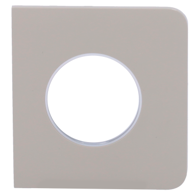 Elemento plástico quadrado cinza claro com orifício circular