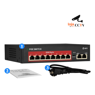 Switch Ethernet/IP - Power Over Ethernet (PoE) 8+2 portas-lojaCCTV LC-SWITCH-PoE-8+2-lojaCCTV LC-SWITCH-PoE-8+2