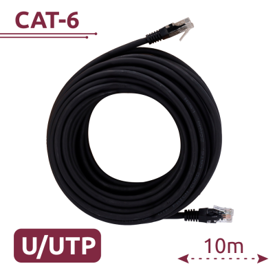 Cabo de Rede Cat6 UTP RJ45 10m Interior Preto lojaCCTV