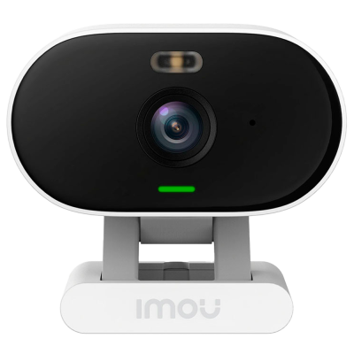 Câmara de segurança IMOU branca e preta com lente central e suporte