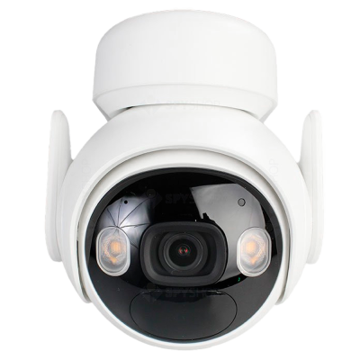 Câmara de vigilância dome branca com cúpula preta brilhante e LEDs laterais