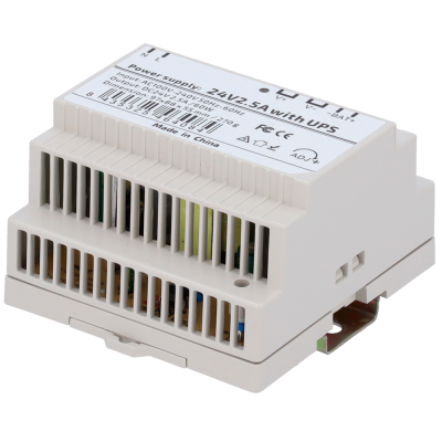 Fonte DIN c/ UPS lojaCCTV DC 24V 2.5A 60W (AC 100-240V)