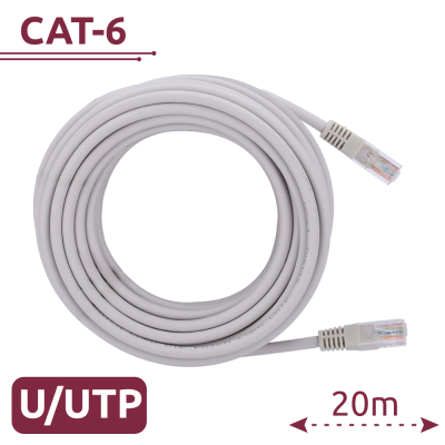 Cabo de Rede Cat6 UTP RJ45 20m Interior Branco lojaCCTV