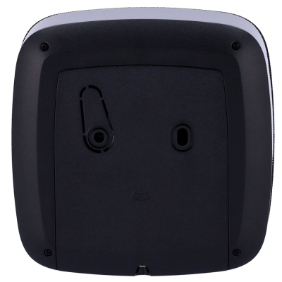 Base traseira quadrada preta de plástico com entradas e parafusos