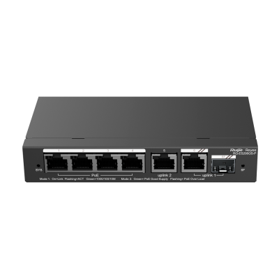 Reyee Switch PoE Cloud 4 Portas PoE + 2 Rj45 + 1 Portas SFP Combo Velocidade da porta 10/100/1000 Mbps-RG-ES206GS-P
