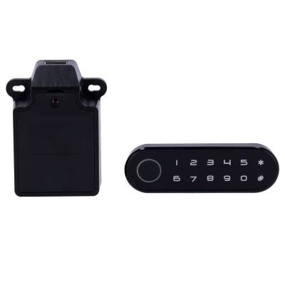 Fechadura digital eletrónica preta com teclado numérico tátil