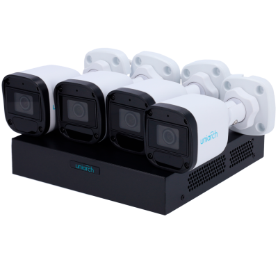 Kit Uniview UV‑KIT118‑B42POE NVR 8 CH PoE + 4 Câmaras Bullet 2 MP com IR 30 m