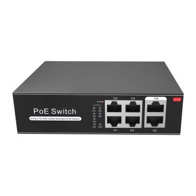 Switch PoE 6 portas (4 portas + 2 uplink)-lojaCCTV SW0604POE-G-65-E