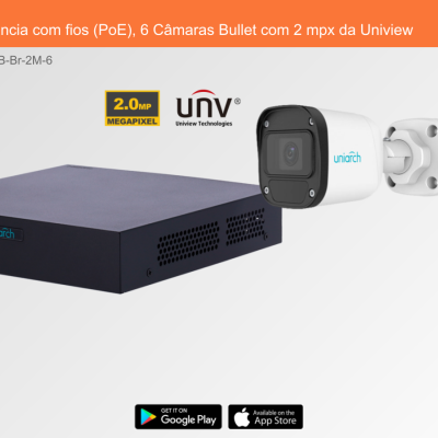 Sistema de videovigilância Uniview com câmaras bullet e caixa preta