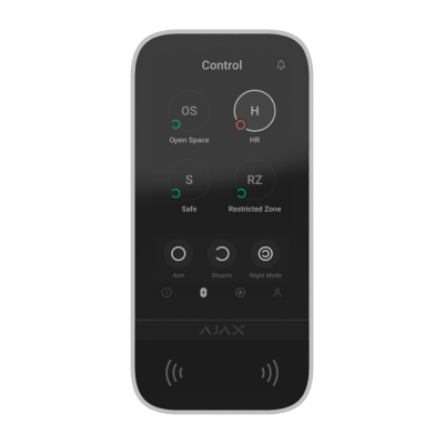 Teclado de ecrã tátil IPS com leitor RFID - Branco - AJAX-Ajax AJ-KEYPADTOUCHSCREEN-W