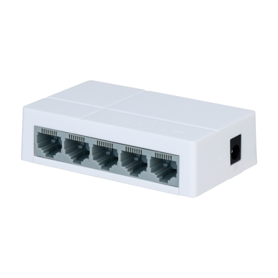 Dispositivo de rede branco com cinco portas Ethernet