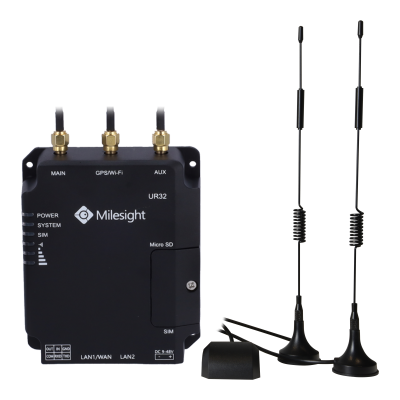Router Industrial 4G GPS PoE 2 portas RJ45 10/100 - Milesight-Milesight MS-UR32-L04EU-G-P