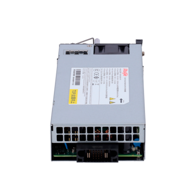 Fonte de alimentação metálica da marca Rupp com etiqueta técnica e ventoinha