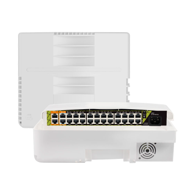 Switch PoE exterior 22 RJ45 PoE+ 2 RJ45 Hi-PoE - 2 RJ45 Uplink 22 x 10/100 Mbps - 4 x Gigabit-SW2624POE-G-300-OUT