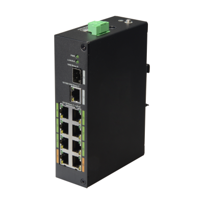 Switch ePoE X-Security 8 Portas PoE + 1 Uplink RJ45 + 1 SFP Velocidade 10/100 Mbps-X-Security XS-SW1008EPOE-120-DIN