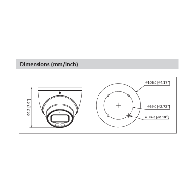 Câmara com fios (Coaxial) Turret Branca 2mpx 3.6mm 40m Microfone IP67 - Dahua HAC-HDW2249T-A-LED