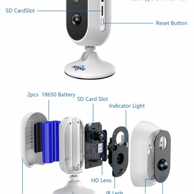 Câmara sem fios (WiFi) Dome Branca 3mpx  - Hiseeu C30
